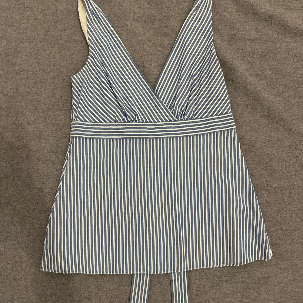 J. Crew Blue and White Striped Sleeveless Top Size 2